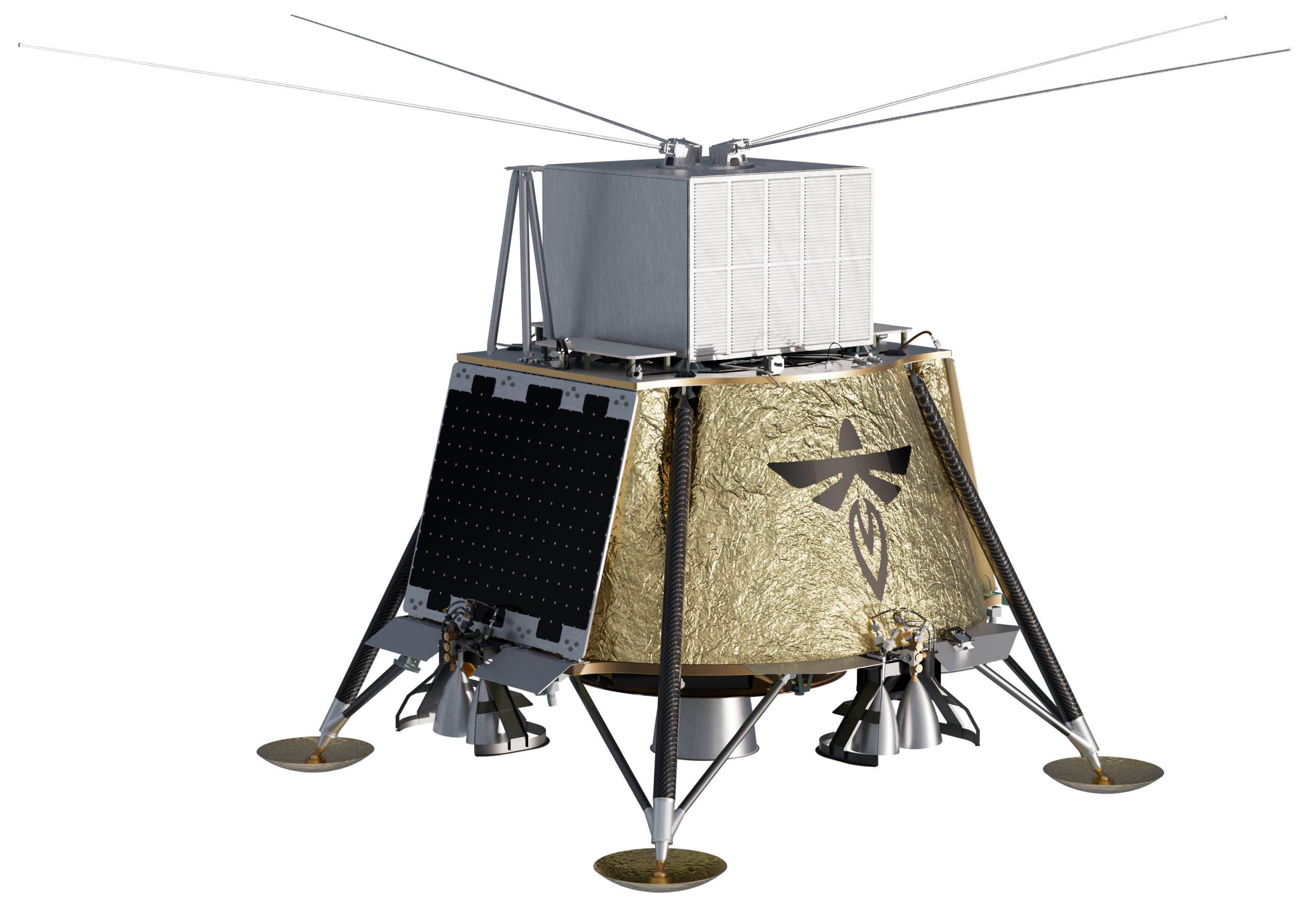 Rendering of Firefly’s Blue Ghost lunar lander with NASA’s LuSEE-Night radio telescope