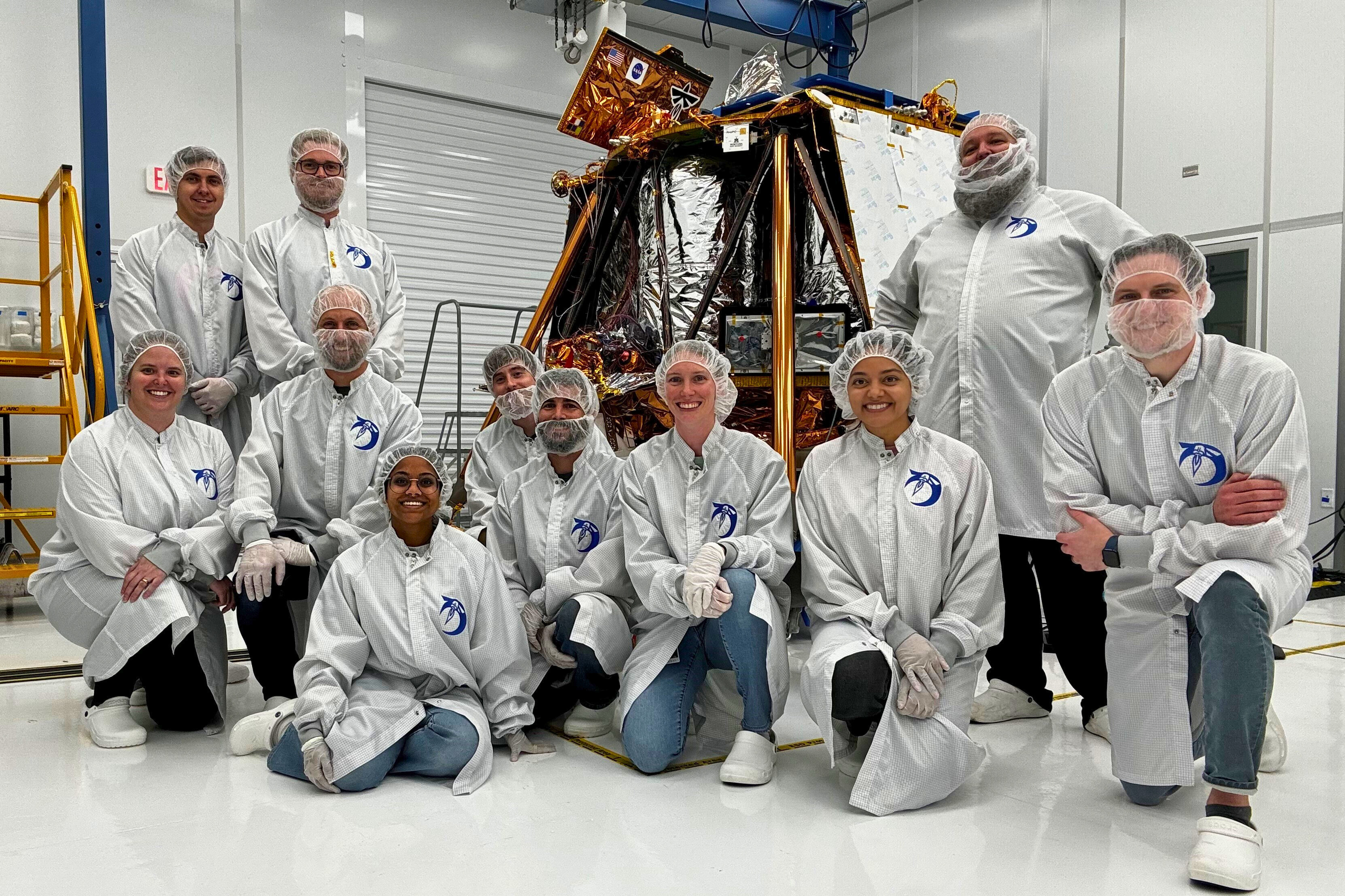 Blue Ghost team in clean room