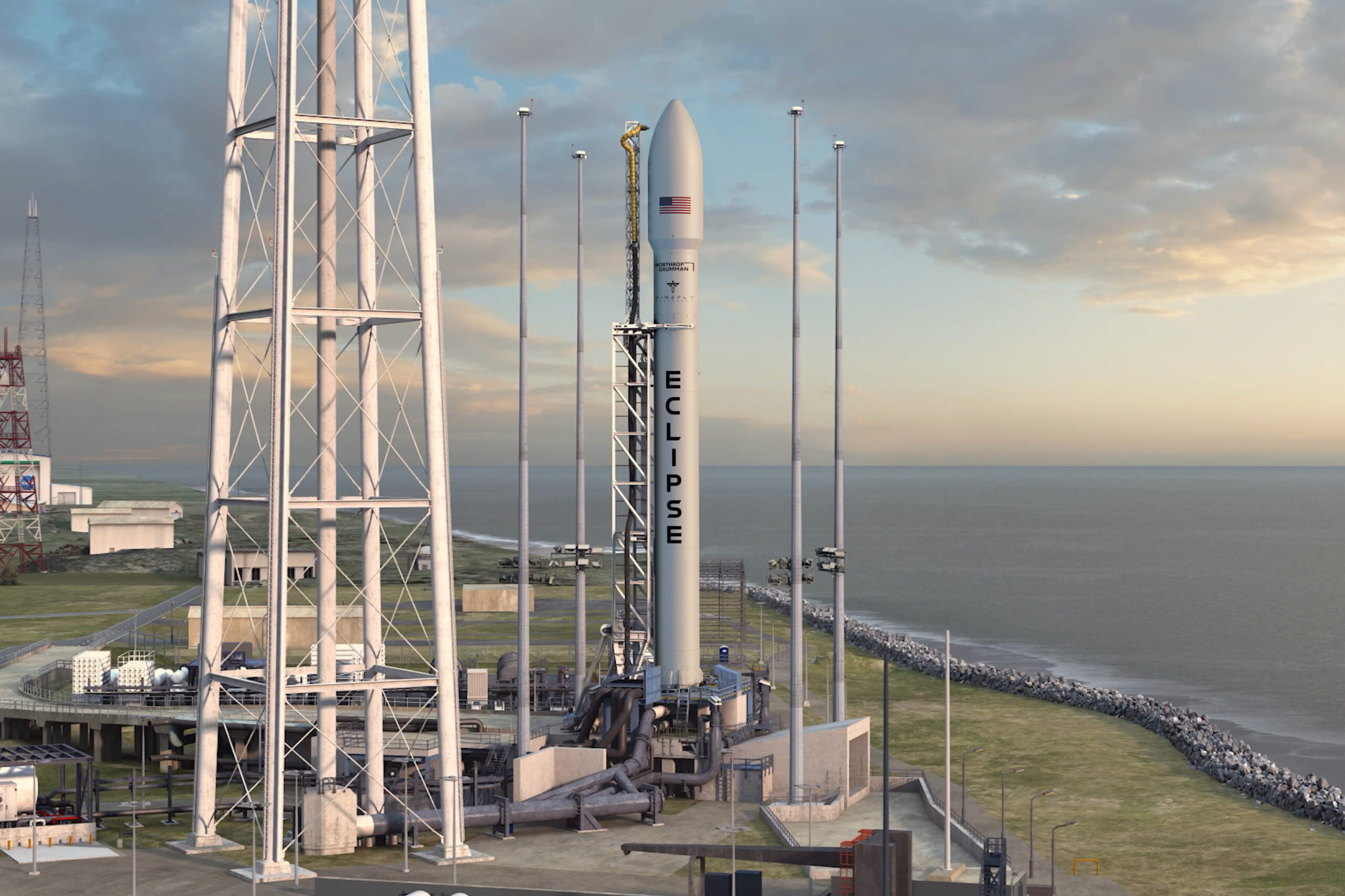 Firefly - Eclipse Launch Vehicle in Wallops - Rendering
